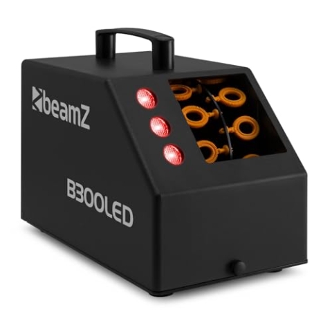 BeamZ B300LED Seifenblasenmaschine mit Fernbedienung, farbigen LED´s, 10.000 Bubbles pro Minute, 25 Watt, Bubble Machine mit Handgriff, Seifenblasen Hochzeit Machine, Luftblasenmaschine, Schwarz