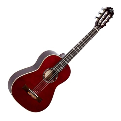 Ortega Guitars 1/2 Konzert Gitarre – Family Series – Inklusive Gig Bag – Fichte, Mahagoni, Rot (R121-1/2WR)