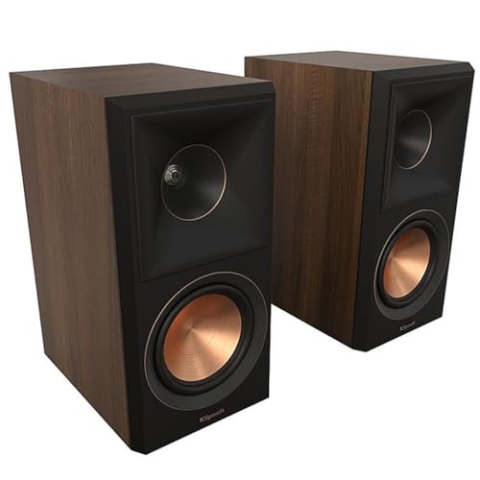 Klipsch Referenz Premiere RP500M II Bücherregal Lautsprecher Paar mit größerem 90° x 90° Hybrid Tractrix® Hupe 25 cm Hochtöner 133 cm Kerametallic Tieftöner für raumfüllendes HeimkinoSound in Walnuss