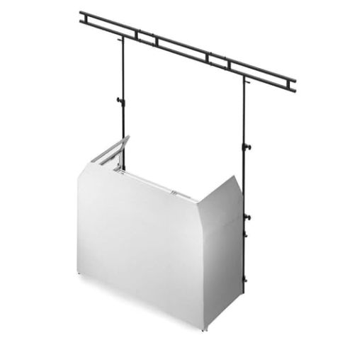 Vonyx DB3 DJ Pult, großer mobiler DJ Tisch klappbar, 146 x 73 x 132 cm, inklusive Tragetasche und weißer und schwarzer Husse DJ Booth, faltbar DJ Equipment, DJ Table, DJ Stand mit Husse