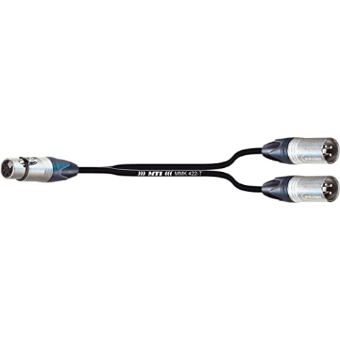 MUSIC STORE Professionelles Business-Class Splitkabel, XLR/f 5-Pol auf 2x XLR/m 30 cm, MMK 422T, 2x2x0,22 mm Cu, PVC Mantel, ROHS-konform, Extrem Flexibel, 4,9 mm Durchmesser, XLR Female (5pol) / 2 x