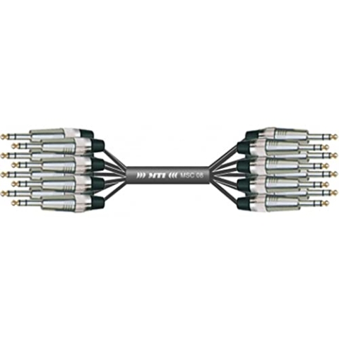 MUSIC STORE Studio Multicore Eco 8, 7m Analoge Multicore Kabel, 8x 6,3 mm Klinke symm., MTI-Analogloom, 25-pol D-Sub male, Vollmetallhaube, Chrom-Rändelschrauben, MTI Tour Line Stecker, Schwarz.