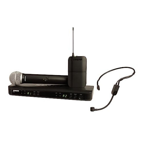 Shure BLX1288/P31 UHF Wireless Mikrofonsystem - Perfekt für Kirche, Karaoke, Bühne - 14-Stunden Akkulaufzeit, 100m Reichweite | Enthält Hand- und Headset-Mikrofone, Dual-Channel-Empfänger | S8 Band