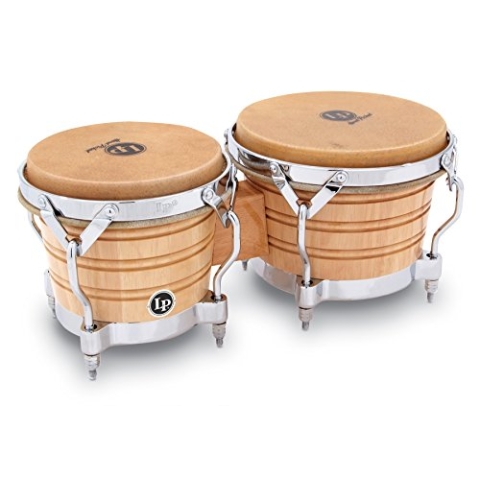 LP Latin Percussion LP813602 Generation II Wood Bongo Natural Chrome Hardware