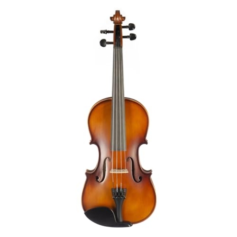 Fame FVN-110 Violine 3/4, Massiver Ahornkorpus, Fichtendecke, Ebenholzgriffbrett, Carbon-Saitenhalter, Inklusive Brasilholz-Bogen und Etui