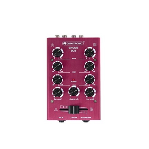 OMNITRONIC GNOME-202 Mini-Mixer rot | 2-Kanal-DJ-Mixer im Miniaturformat | Extrem leichter und kompakter DJ-Mixer | Metallgehäuse