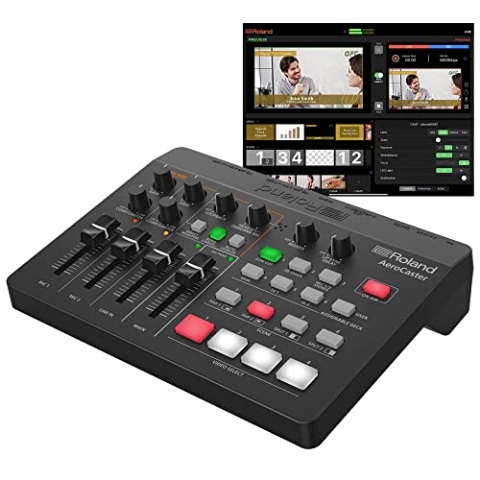 Roland AeroCaster VRC-01 Live-Streaming-System – kabellose Multikamera-Produktionslösung mit Hardware-Steuerung/Audio Interface und voll ausgestatteter iPad App, Black