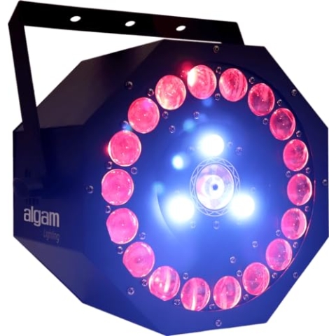 ALGAM LIGHTING - SUNFLOWER - 3-in-1-LED-Kombiprojektor – Sonneneffekt, Stroboskop, Laser – Laserklasse 3B – IP20 – 4,55 kg, 340 x 230 x 350 mm