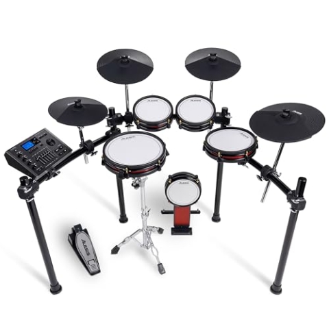 Alesis Crimson III - Elektronisches Schlagzeug mit Bluetooth, MIDI I/O, Dual-Zone Mesh Pads, Triple-Zone Ride, Becken mit Choke, Double Kick kompatibel, Drumeo Lektionen, BFD Player