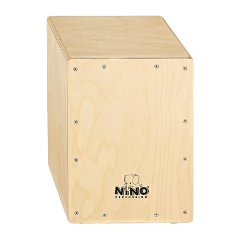 Nino Percussion Cajon Kinder Instrument - Trommelkiste für Kinder ab 4 Jahren - Musikinstrument - Schlagfläche Baltische Birke, Natur (NINO950)