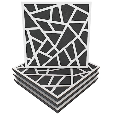 Akustikplatte, Motiv: Skyross, 4 Stück, Schallabsorption, 50 x 50 x 5 cm, Absorption, Diffusion, Reflexion, Schalldämmung, Isolierung, Holz, perforiert, laminiert: Skyross, weiß