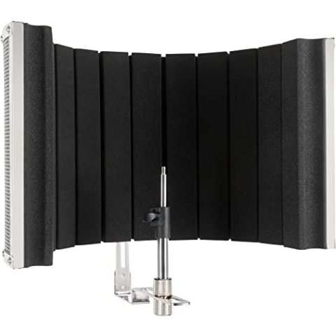Pronomic MP-60 Micscreen – Portabler Mikrofonabsorber & Diffusor, höhenverstellbar - Akustikschirm ideal für Podcast, Studio, Sprachaufnahme & Streaming - Kompatibel mit 5/8" Mikrofonstativen