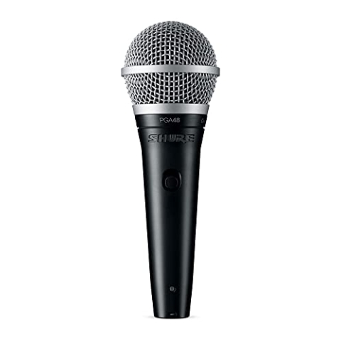 Shure PGA48 Dynamisches Mikrofon-Handheld-Mikrofon für Gesang mit Cardioid-Aufnahmemuster, EIN/Aus-Schalter, 3-pin-XLR-Stecker, 15 'XLR-zu-QTR-Kabel (PGA48-QTR)