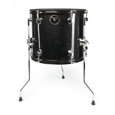Fame DD-13FT Floor Tom E-Drum Pad 13"x13" - Akustik-Look Schwarz Sparkle, Mesh Head, Stereo Trigger, 6,3mm Anschluss, Kompatibel mit DD-1000-MS/DD-One XT/Hybrid Pro, inkl. Beine