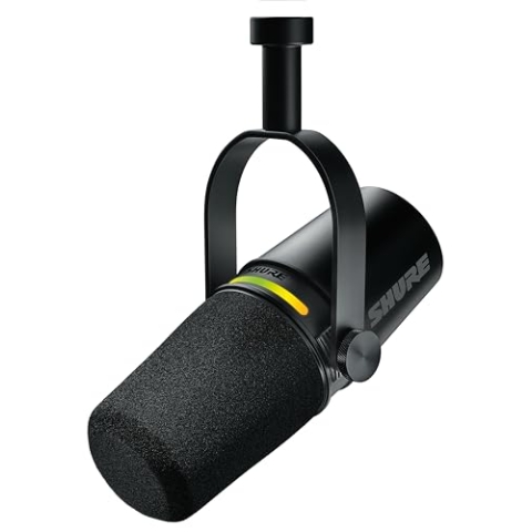 Shure MV7+ Podcast Mikrofon-Verbessertes Audio, LED-Touchpanel, USB-C- und XLR-Ausgänge, Auto-Level-Modus, digitaler Pop-Filter, Halleffekte, Podcasting, Streaming, Aufnahme - Schwarz