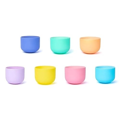 SET 7 Kristallklangschalen Macaron Design 432 hz + 2 Beutel - 20-35cm