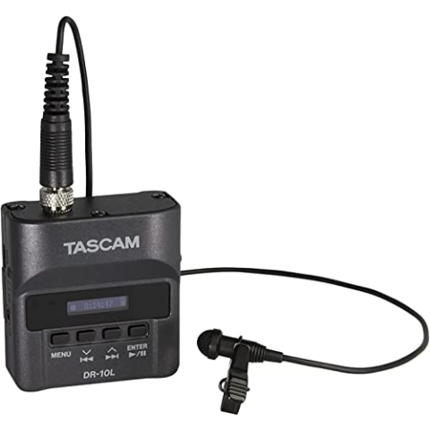 Tascam DR-10L Digital-Audiorecorder mit Lavalier-Mikrofon, black