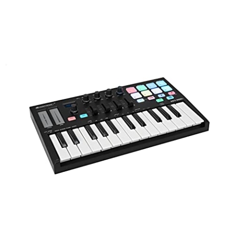 OMNITRONIC KEY-288+ MIDI-Controller | USB-MIDI-Controller mit OLED-Display, 25 Tasten, 8 Pads, je 4 Regler und Fader, für Musiker, Produzenten und DJs