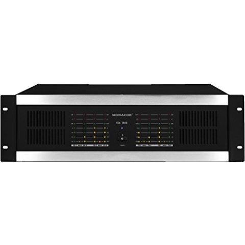 MONACOR STA-1508 Mehrkanal PA-Verstärker mit integriertem Limiter, 8-Kanal PA-Amplifier mit einer Leistung von 1800 Watt in Schwarz