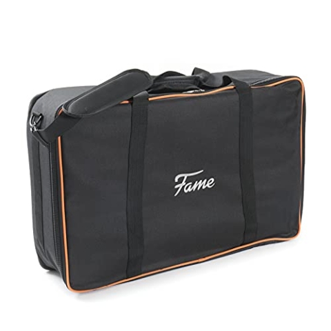 Fame Premium Large Pedalboard Tasche, Wetterfest, Stabil, Effektgeräte Tasche mit Rucksackgarnitur, Zubehörfach, Inklusive Polsterung, Innengurte zur Fixierung, Oxford Black