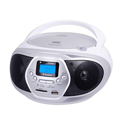 Trevi CMP 548 BT Analog, Grau, Weiß – tragbare Stereoanlage (Analog, AM, FM, 87,5-108 MHz, 530-1600 kHz, Laufwerk, CD, CD-R,CD-RW)