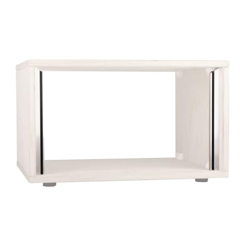 Höhenverstellbares 6HE Studiorack, 18mm Multiplex, Weiß, Bausatz mit Aluminium-Schienen, 530mm Breite, 450mm Tiefe, 305mm Höhe, inkl. Rackschrauben und Füßen, Ideal für Studio-Equipment
