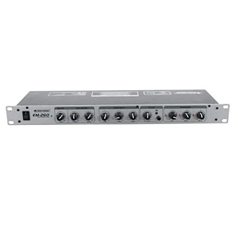 OMNITRONIC EM-260 Entertainment-Mixer | 6-Kanal-Mikrofon-Line-Mischer, Silber