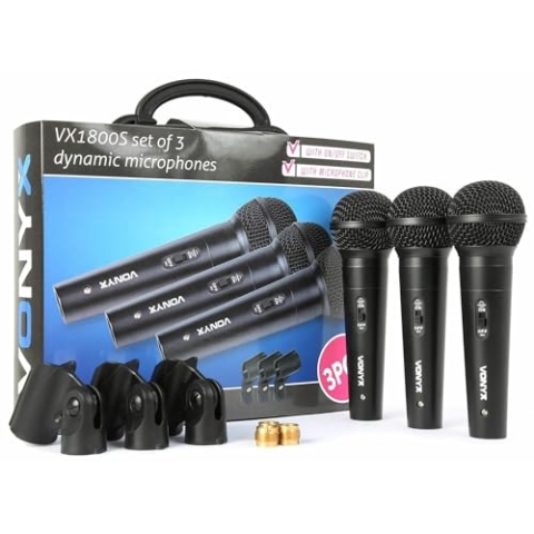 Vonyx VX1800S Dynamisches Mikrofon-Set - 3 Mikrofone mit Koffer