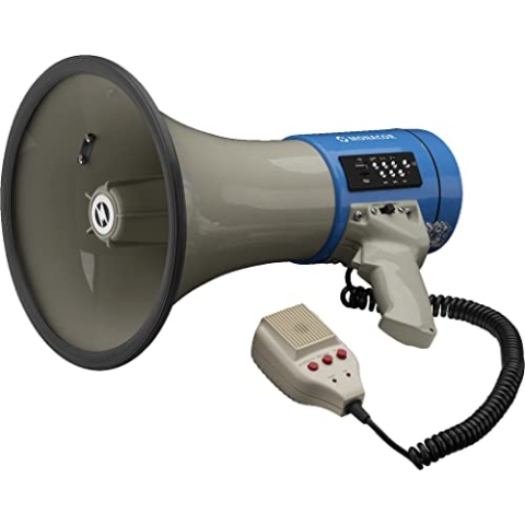 MONACOR TM-17M 25W 110dB Megaphon Loud Hailer Handmikrofon & Lautsprecher mit MP3-Player, Aufnahmefunktion, Sirene, USB & Micro SD Kompatibilität