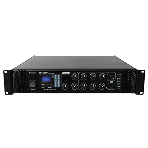 OMNITRONIC MP-120P ELA-Mischverstärker |ELA-Mono-Mischverstärker mit MP3-Player und IR-Fernbedienung, 120 Watt