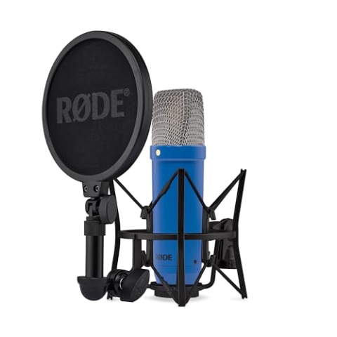 RØDE NT1 Signature Series Großmembran-Kondensatormikrofon mit Schockhalterung, Popschutz und XLR-Kabel für Musikproduktion, Gesangsaufnahmen, Streaming und Podcasting (Kobalt)