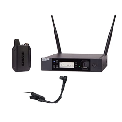 Shure GLXD14R+/B98 Pro Digital Wireless Mikrofonsystem für Instrumente - 12-Stunden-Batterielaufzeit, 30m Reichweite | Clip-on Mikrofon, Rack-Mount-Empfänger.