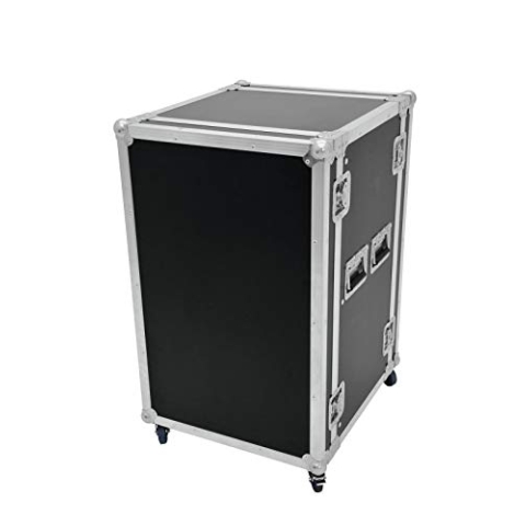Roadinger Rack Profi, 20 HE, 45 cm Einbautiefe | Mit 4 Rollen | PRO Flightcase für 483-mm-Geräte (19") | 2 abnehmbare Deckel | 9 mm mehrschichtig verleimtem Birkenmultiplexholz, dunkelbraun laminiert