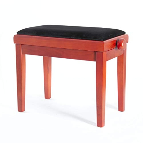 Fame PB-10C CM Klavierbank, Cherry Matt, Höhenverstellbar 48-56cm, Schwarzer Velour Bezug, Gepolsterte Sitzfläche, 53cm Breite, 31cm Tiefe, Robuste Konstruktion, Gummifüße
