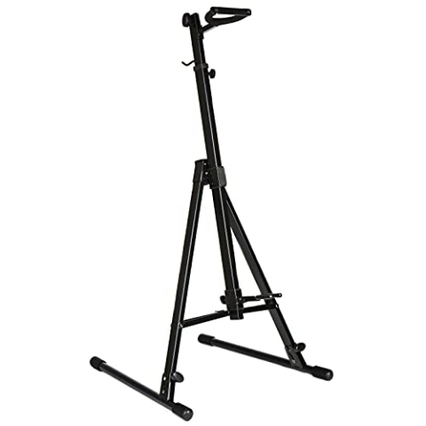 MUSIC STORE Faltbarer Ständer für E-Cello & E-Double Bass, Höhenverstellbar, Klappbares Stativ, Schutz vor Kratzern, Haltungshaken, Kompakt für Transport