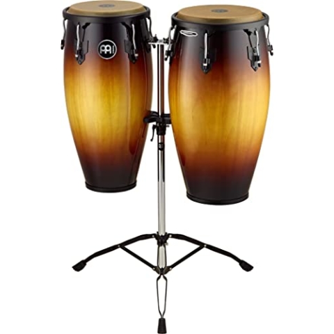 Meinl Percussion Headliner Conga Set - Handtrommel Set 11 Zoll und 12 Zoll - Büffelfell - Inkl. doppelstrebigen Ständer - Siam Eiche, Mehrfarbig (HC812VSB)