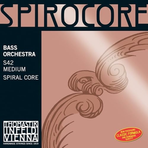 Thomastik 644220 Saiten für Kontrabass Spirocore Spiralkern Orchesterstimmung, Satz 4/4 mittel für Mensur bis 1100 mm / 43.3 Zoll