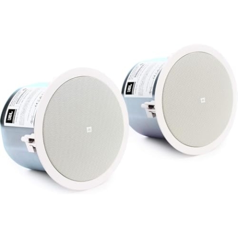 JBL Professional Control 26CT 6,5-Zoll-Deckenlautsprecher-Wandler-Baugruppen, mit Transformator-Armaturen, verkauft als Paar, Weiß