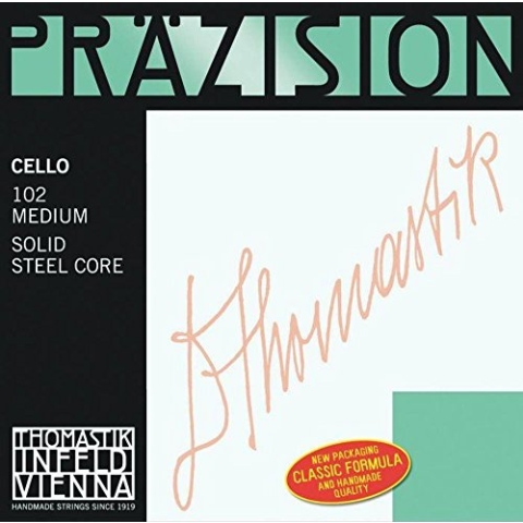 Thomastik Einzelsaite für Cello 4/4 Präzision - D-Saite Vollstahlkern, Chrom umsponnen, mittel