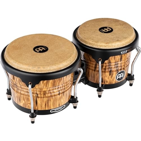 Meinl Percussion Bongos Marathon Designer - 2 Handtrommeln mit 6,75 und 8 Zoll - inkl. Stimmschlüssel - Siam Eiche, Leopard Burl (FWB190LB)