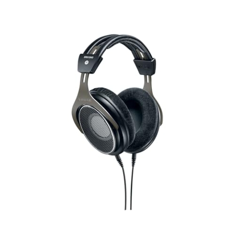 Shure SRH1840, offener Kopfhörer/Over-Ear, High-End, geräuschunterdrückend, Kabel austauschbar, Velourpolster, natürlicher Klang, erweiterte Höhen, akkurater Bass, gematchte Wandler, Schwarz/Silber