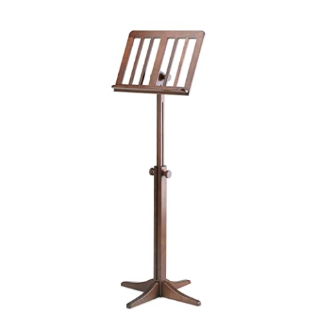 K&M 116/1 Holz-Notenpult – Solides Buchenholz Nussbaumfarbe - Notenständer von 71,5 – 122,5 cm ausziehbar