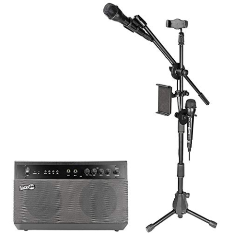 RockJam Premium Performer 100-Watt-Bluetooth-Karaoke-Maschine & PA-System mit zwei Karaoke-Mikrofonen