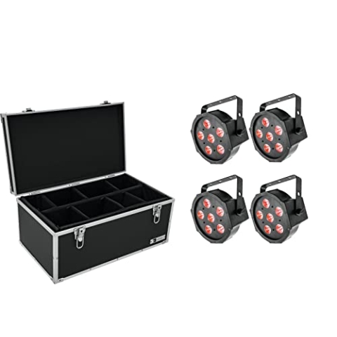 EUROLITE Set 4x LED SLS-6 TCL Spot + Case TDV-1 | 4x flacher Scheinwerfer mit 6 x 8-W-3in1-LED mit RGB inklusive Case