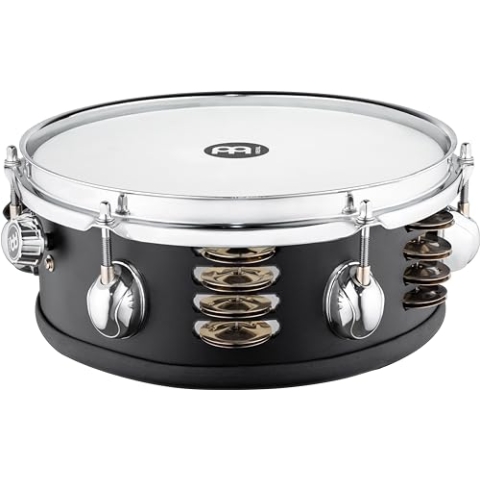 Meinl Percussion Compact Jingle Snare - Snare Trommel mit 10 Zoll Durchmesser - Mit Edelstahlschellen für Tamburin Effekt - Ahorn, Schwarz (MPJS)