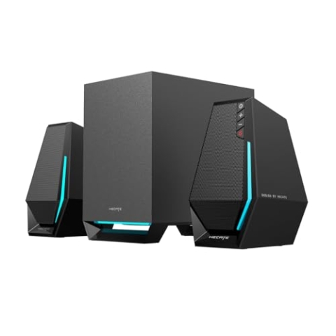 Edifier Hecate G1500 MAX 2.1 Computer-Lautsprecher-System, 60W Gaming-Lautsprecher mit Subwoofer Line Out, RGB-Licht, Bluetooth 5.3, USB, Typ-C, 3.5mm AUX-Eingang (Schwarz)