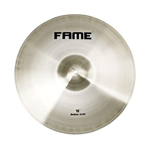 Fame Starter Crash 18" Brass Becken, Einsteigerfreundlich, Messing-Legierung, Heller Klang, Schnelle Ansprache, Preis-Leistungsverhältnis, 30 Tage Geld-zurück-Garantie"