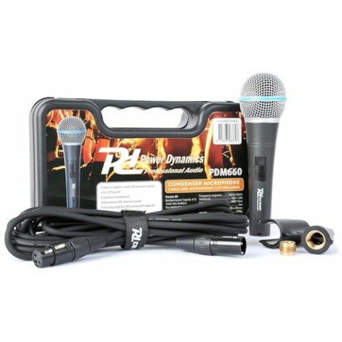 Power Dynamics PDM600 - Mikrofon, Kondensatormikrofon, 48V Microphone Micro inklusive Case, Mic Holder und XLR-Tonkabel, professionelles Studio Mikrofon, Mikro für Gesang, Sprache und Ton
