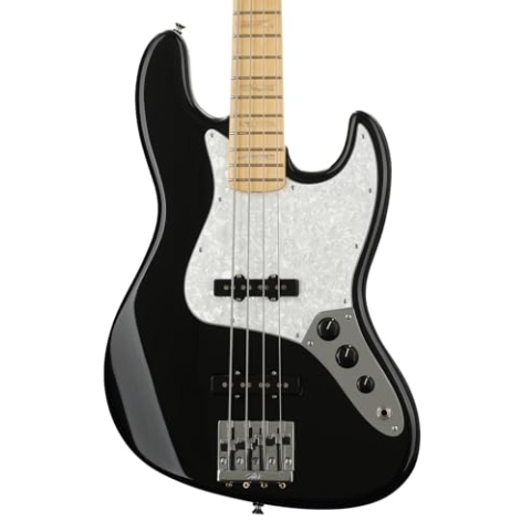 Fender 0197702806 USA GEDDY LEE JAZZ BASS AHORN GRIFFBRETT E-Gitarre, Schwarz