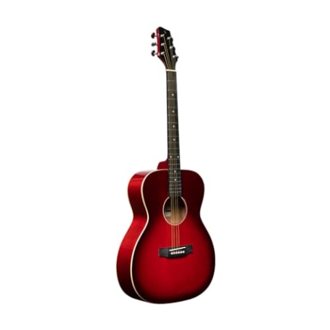 Stagg Akustikgitarre mit Decke aus Lindenholz, Transparent Rot